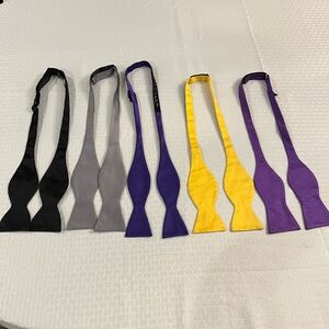 Bow ties Bundle of 5. All adjustable. Black, gray, dark purple, yellow, purple